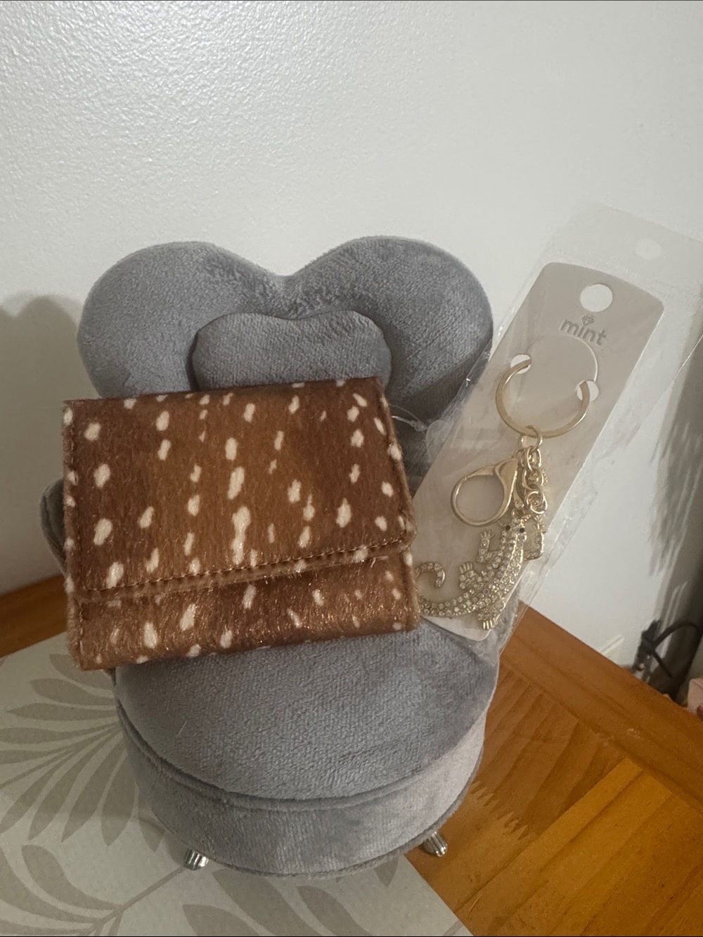 Brown Spotted Mini Wallet - Women Accessories - Lizard Keychain
